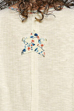 Pol Clothing - Boho Floral Star Patch Rib Sleeveless Top