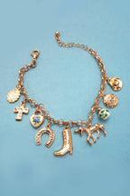 JOSSLYN by wall to wall - CHARM BRACELET - WESTERN BOOT CROSS PORCELAIN | 80B1345