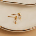 Howard's - Waterproof Earrings 18K Gold Pearl Dangle Studs