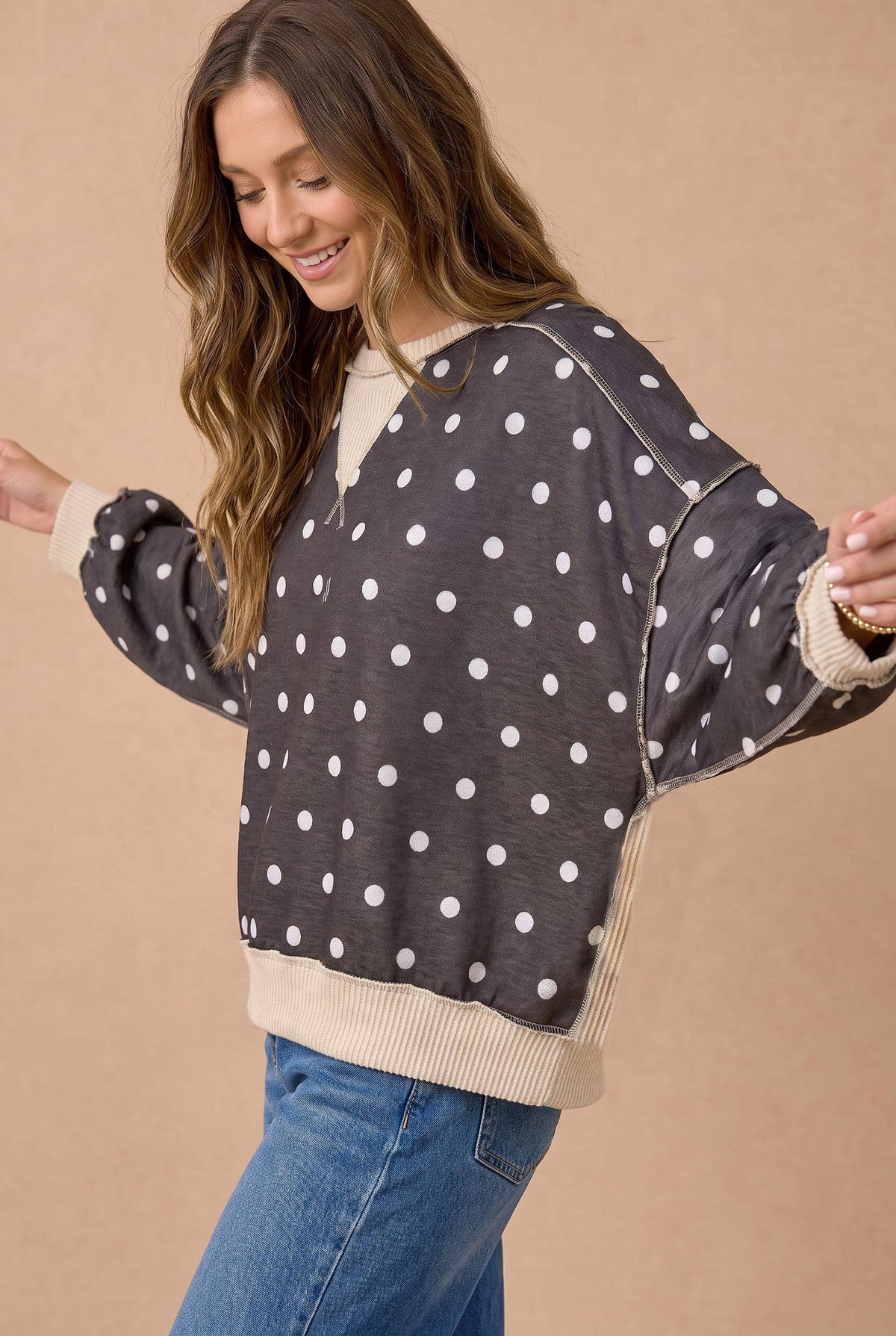 Haptics - Oversized Polka Dot Pullover