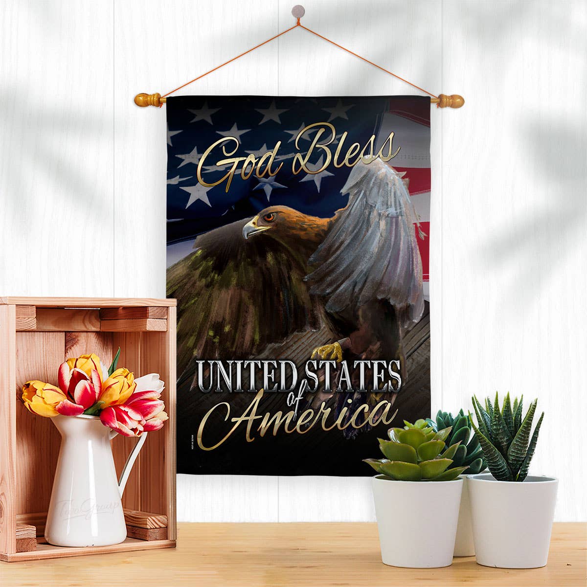 Two Group Flag Co - American Eagle Americana Star and Stripes Bird Decor Flag