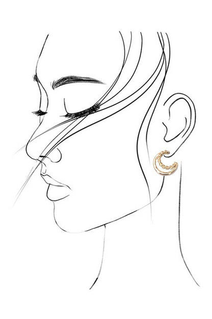 GOLD PEARL HOOP STUD TRIO EARRINGS |