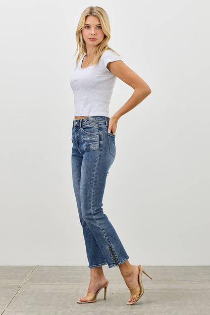 SAIGE DENIM MID RISE SKINNY CROP