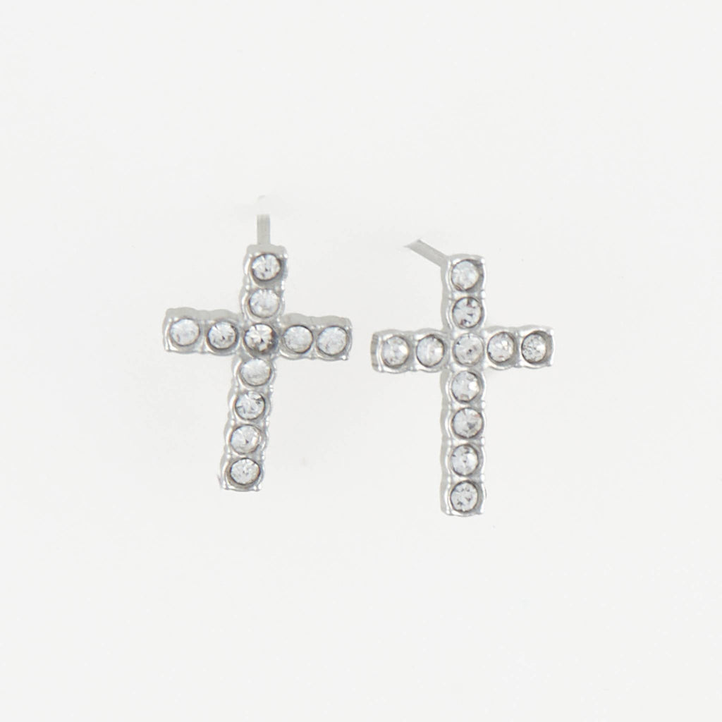 Howard's - Waterproof Earrings Pave Cross Stud Gold & Steel Narelle