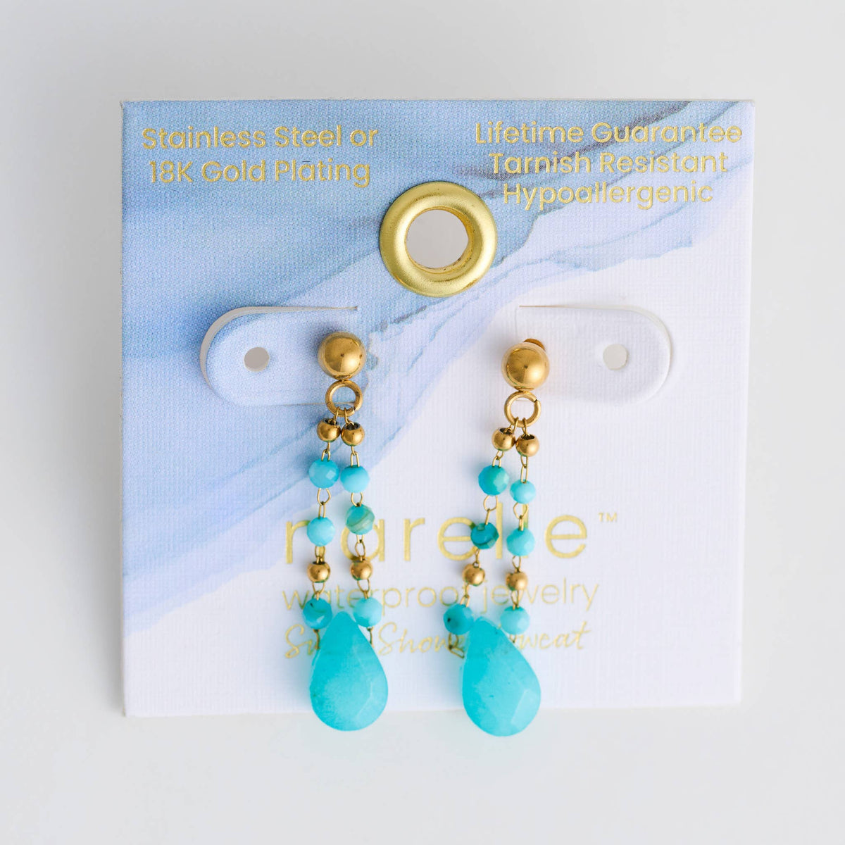 Howard's - Waterproof Earrings Drop Kyanite Beaded Narelle Gold