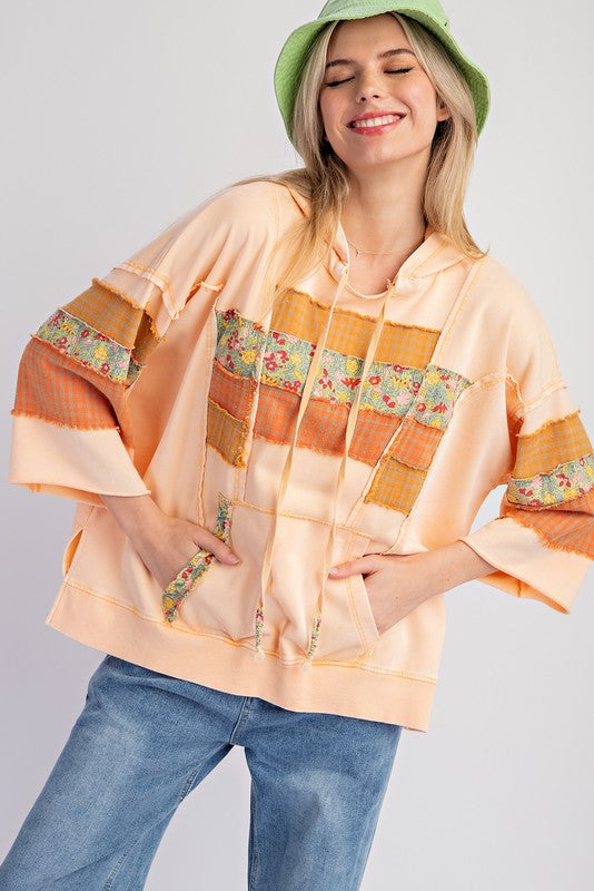 Easel PRINT MIX MINERAL WASHED HOODIE PULLOVER