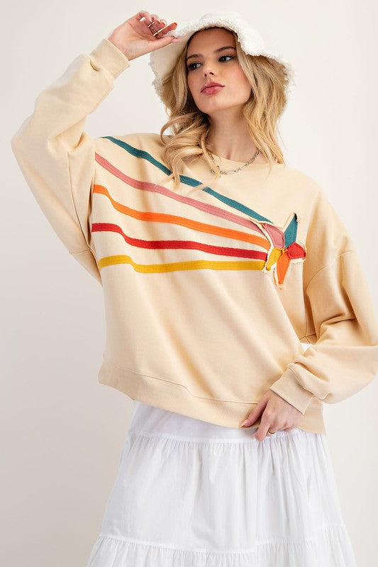Easel RISING STAR PATCH TERRY KNIT PULLOVER