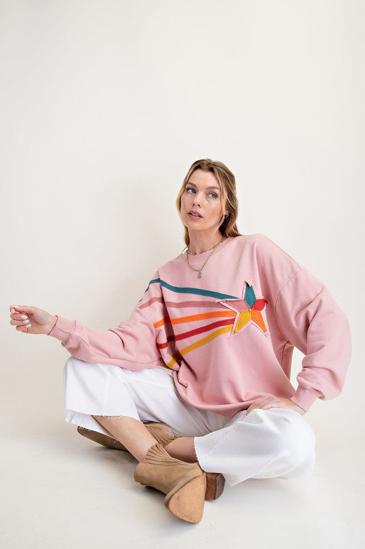 Easel RISING STAR PATCH TERRY KNIT PULLOVER