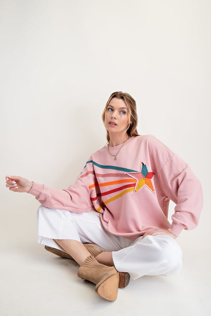 Easel RISING STAR PATCH TERRY KNIT PULLOVER