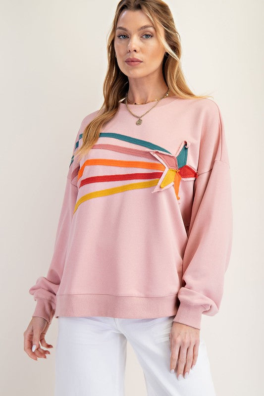 Easel RISING STAR PATCH TERRY KNIT PULLOVER