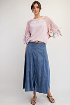Easel PRINT N LACE MIX RIB KNIT TUNIC