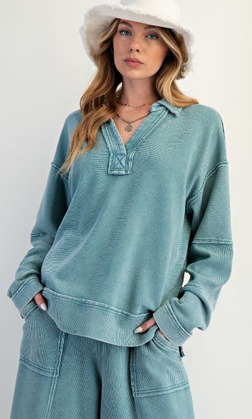 Easel Textured Thermal Washed Pullover