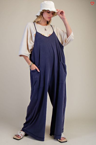 Easel Mineral Washed Cotton Jumpsuit