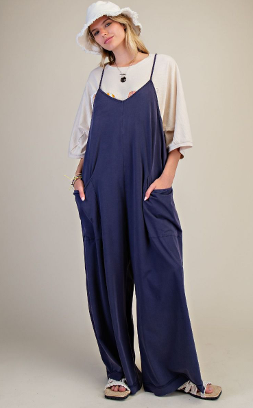Easel Mineral Washed Cotton Jumpsuit