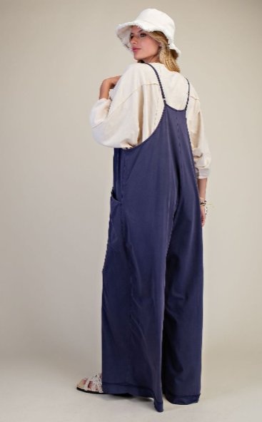 Easel Mineral Washed Cotton Jumpsuit