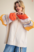 Easel V-Neck Color Mix Washed Cotton Pullover