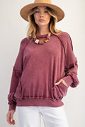 Easel Cut Out Mineral Washed Pullover