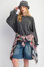 Easel Cut Out Mineral Washed Pullover