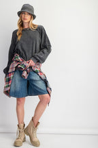 Easel Cut Out Mineral Washed Pullover