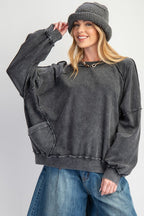 Easel Cut Out Mineral Washed Pullover