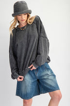Easel Cut Out Mineral Washed Pullover