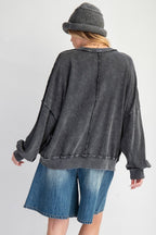 Easel Cut Out Mineral Washed Pullover