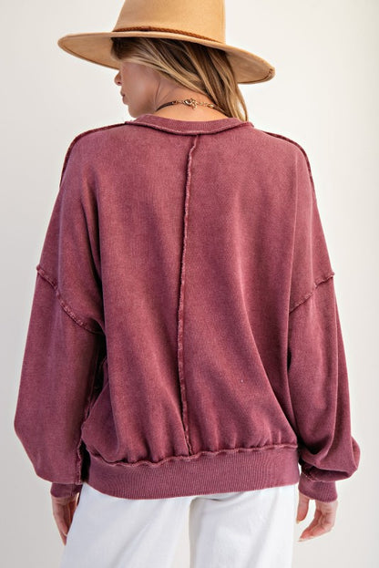 Easel Cut Out Mineral Washed Pullover