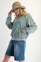 Easel Cut Out Mineral Washed Pullover