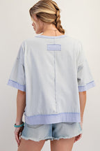 Easel Star Patch Mineral Washed Knit Top