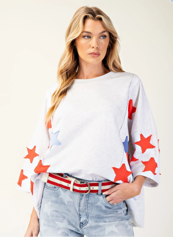 Easel Star Patch Terry Top