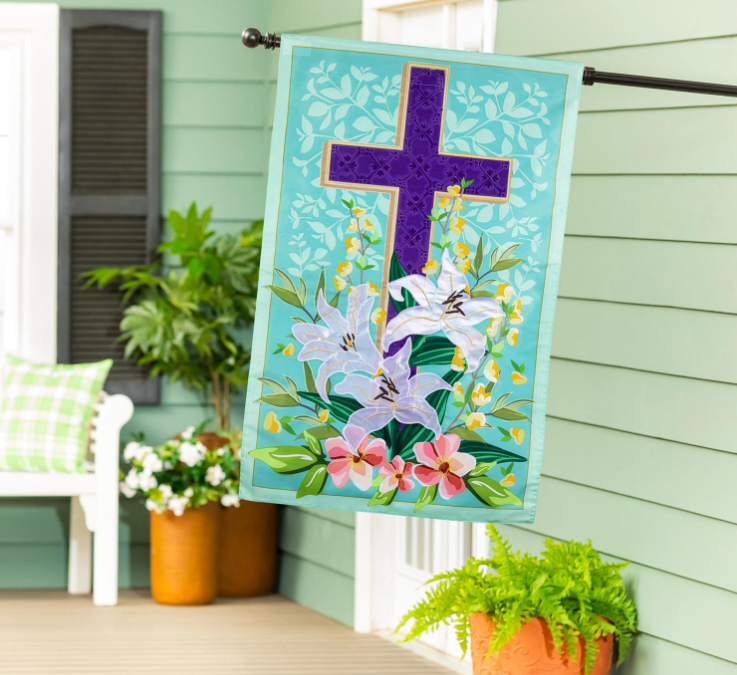 Easter Cross Applique Flag