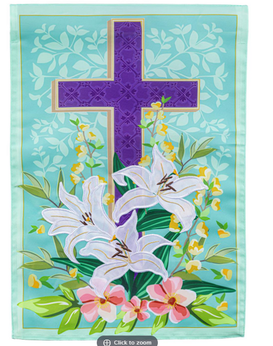 Easter Cross Applique Flag