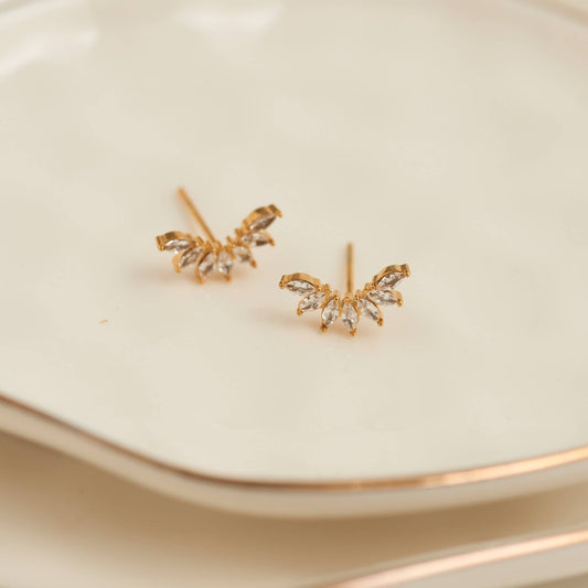 Howard's - Waterproof Earrings Mini Crawler Studs with Cubic Zirconia