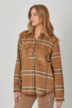 Fringe Detailed Plaid Jacket