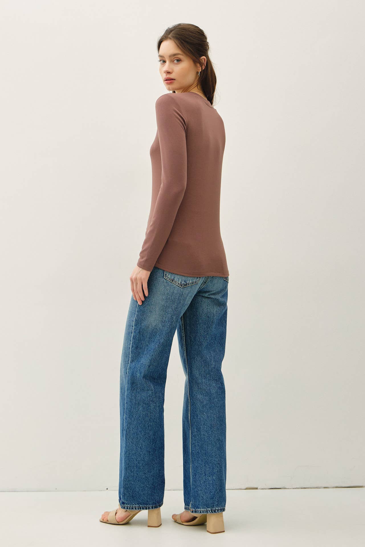 ULTRA SOFT BASIC LONGLEEVE HENLEY TOP-Be Cool