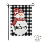 Christmas Winter Buffalo Check Snowman 2-Sided Garden Flag 12.5x18"