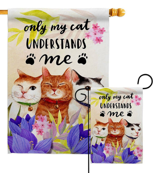 Two Group Flag Co - My Cat Understand Animals Floral Decor Flag