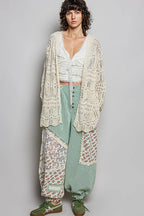 Pol Clothing - Weave Pattern Solid Thin Acrylic Sweater Open Cardigan SALE