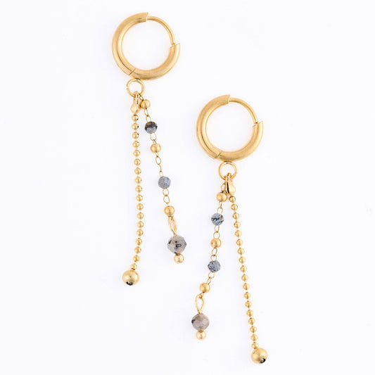 Howard's - Waterproof Earrings Hoop Apatite Beaded Narelle Gold