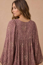 Haptics - Floral Crinkle Woven Peasant Blouse