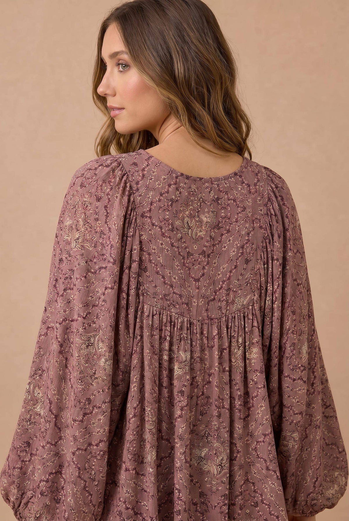 Haptics - Floral Crinkle Woven Peasant Blouse