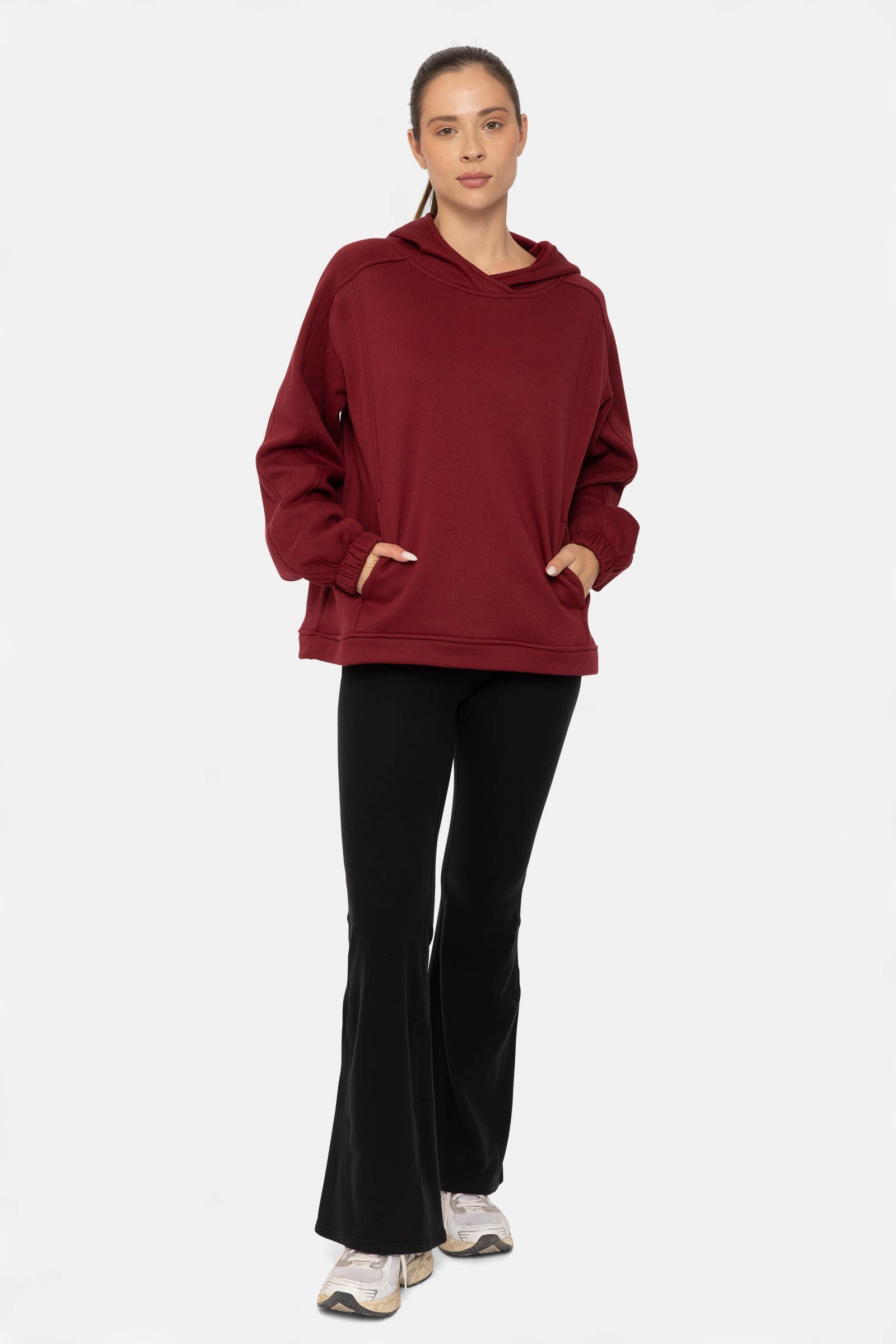 Mono B - High Waisted Flared Fleece Leggings