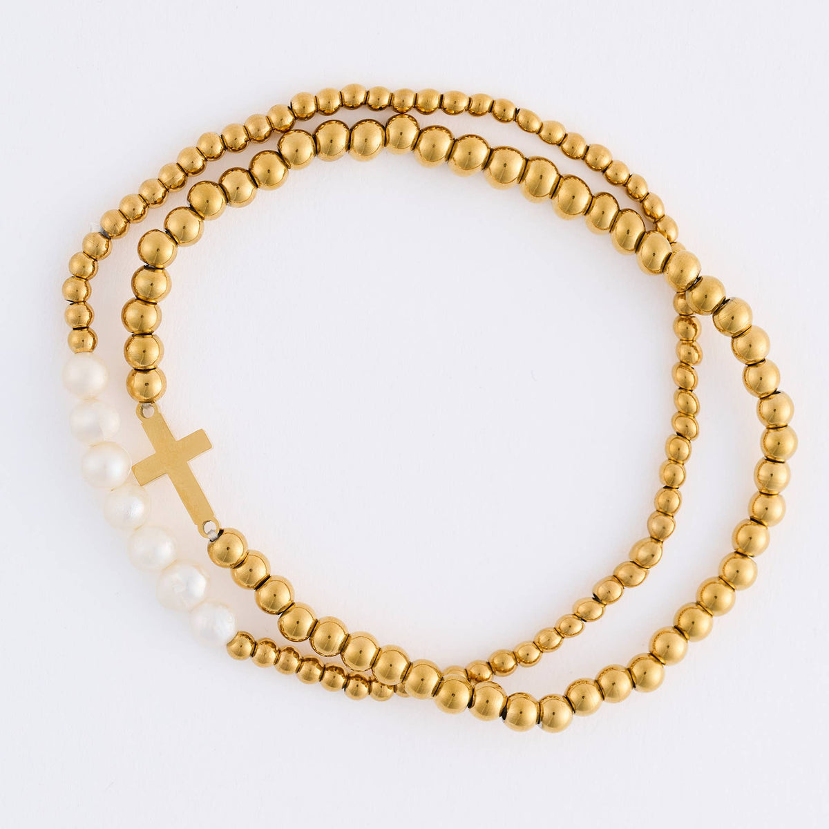 Howard's - Cross Bracelet Pearl Beaded Waterproof Narelle Duo Set