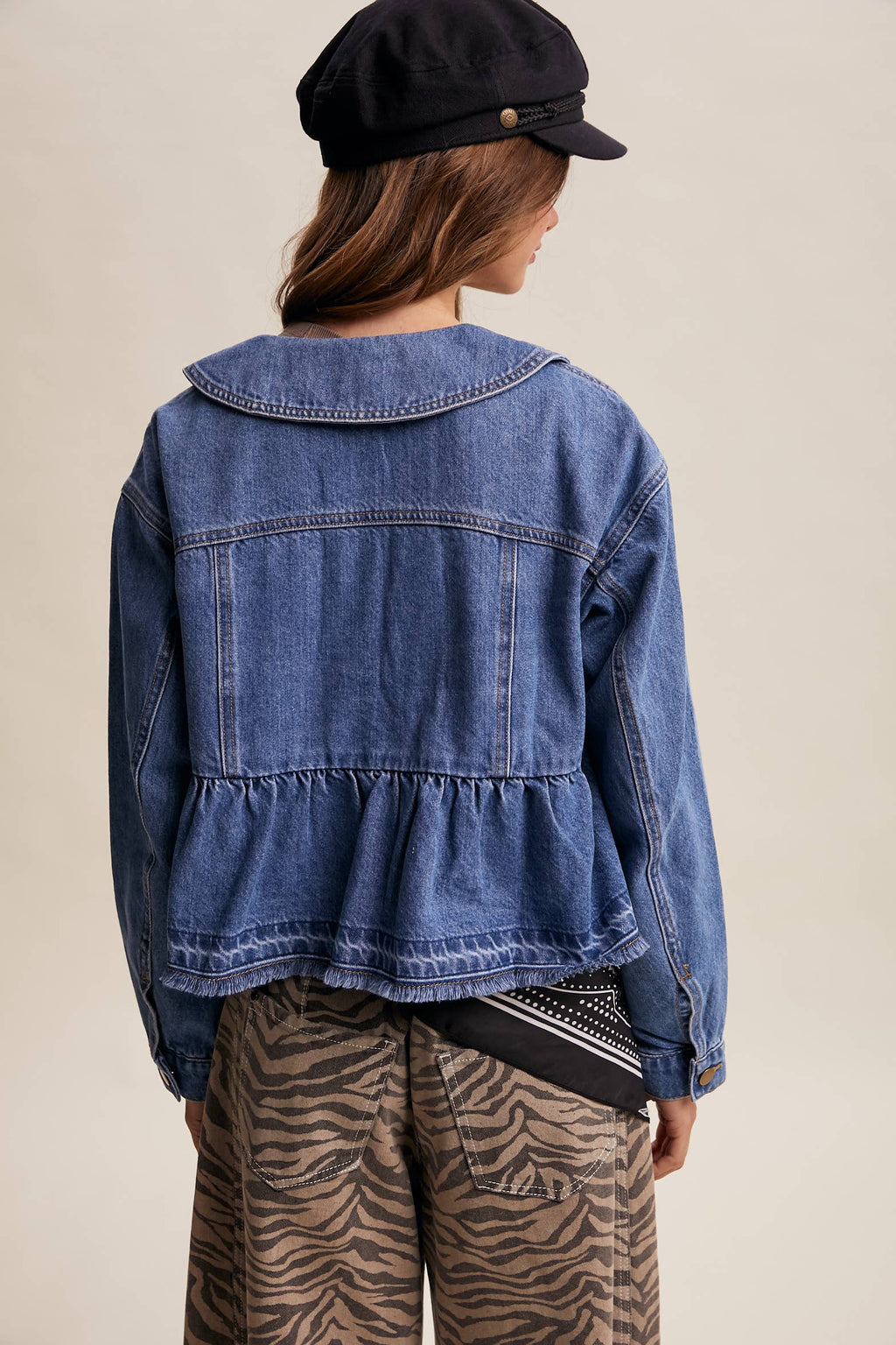 Listicle - Peplum Hem Denim Jacket