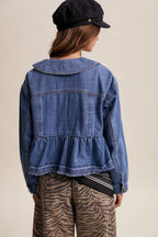 Listicle - Peplum Hem Denim Jacket