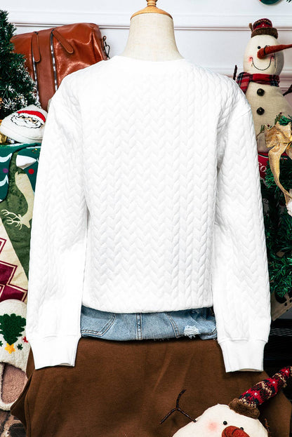 Christmas Merry&Bright Cable Knit Pullover Sweatshirt*S-3XL