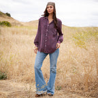Young Threads - Vintage Washed Lace Patchwork Long Sleeve Shacket NEW