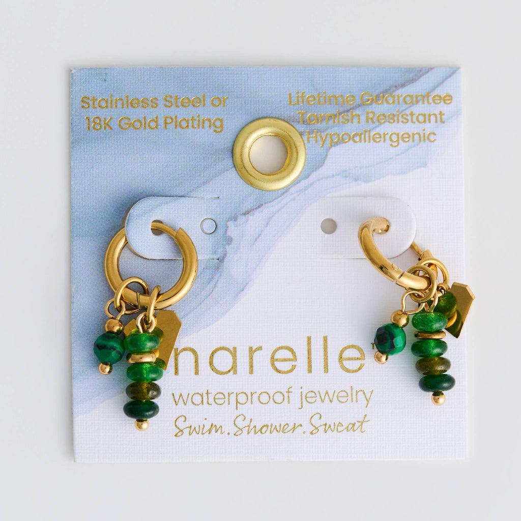 Howard's - Hoop Earrings Malachite Beaded Waterproof Narelle Gold