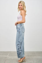 HIGH RISE LOW CURVE BARREL WITH EMBROIDERY Saige Denim