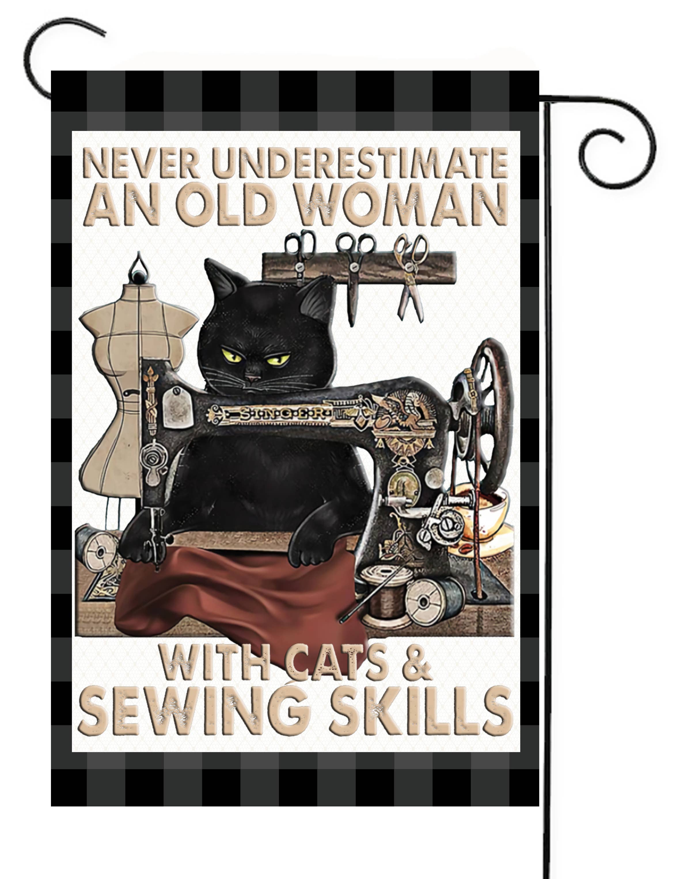 Happy Cow Lawn Decor - Cat Sewing Skills Garden Flag #G2135